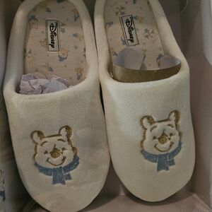 Disney Cream and Blue Winnie the Pooh Slippers